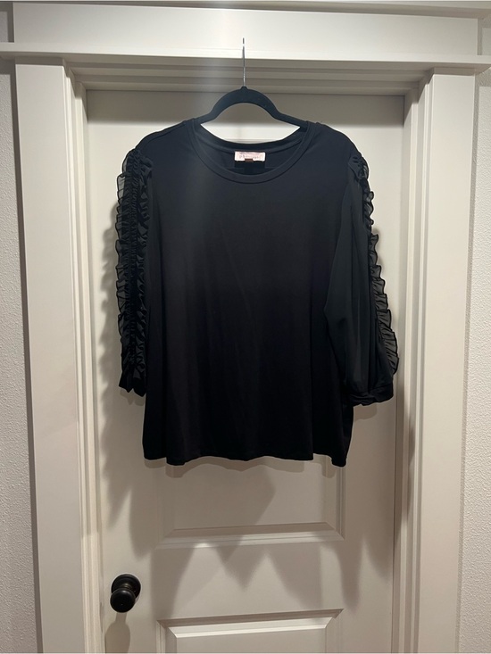Philosophy Tops - Philosophy Black Long Sleeve Top with Ruffle Trim